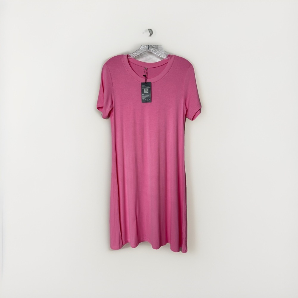 Molerani Women's Short Sleeve Tunic Dress Pink Size Small